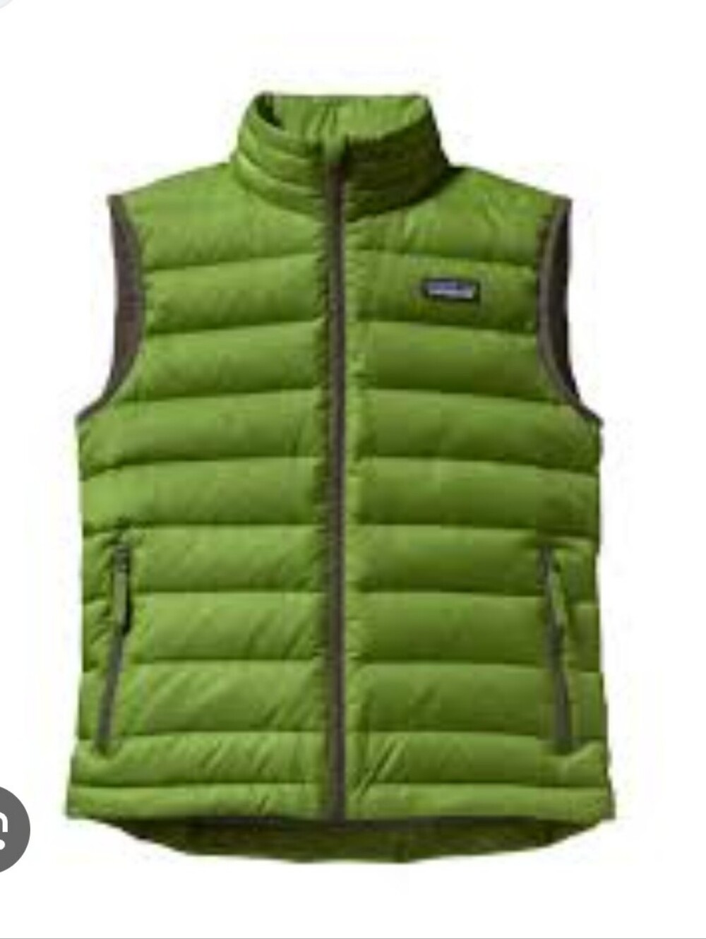 Boys Patagonia  green puffer vest with gray trim Size XL(14)